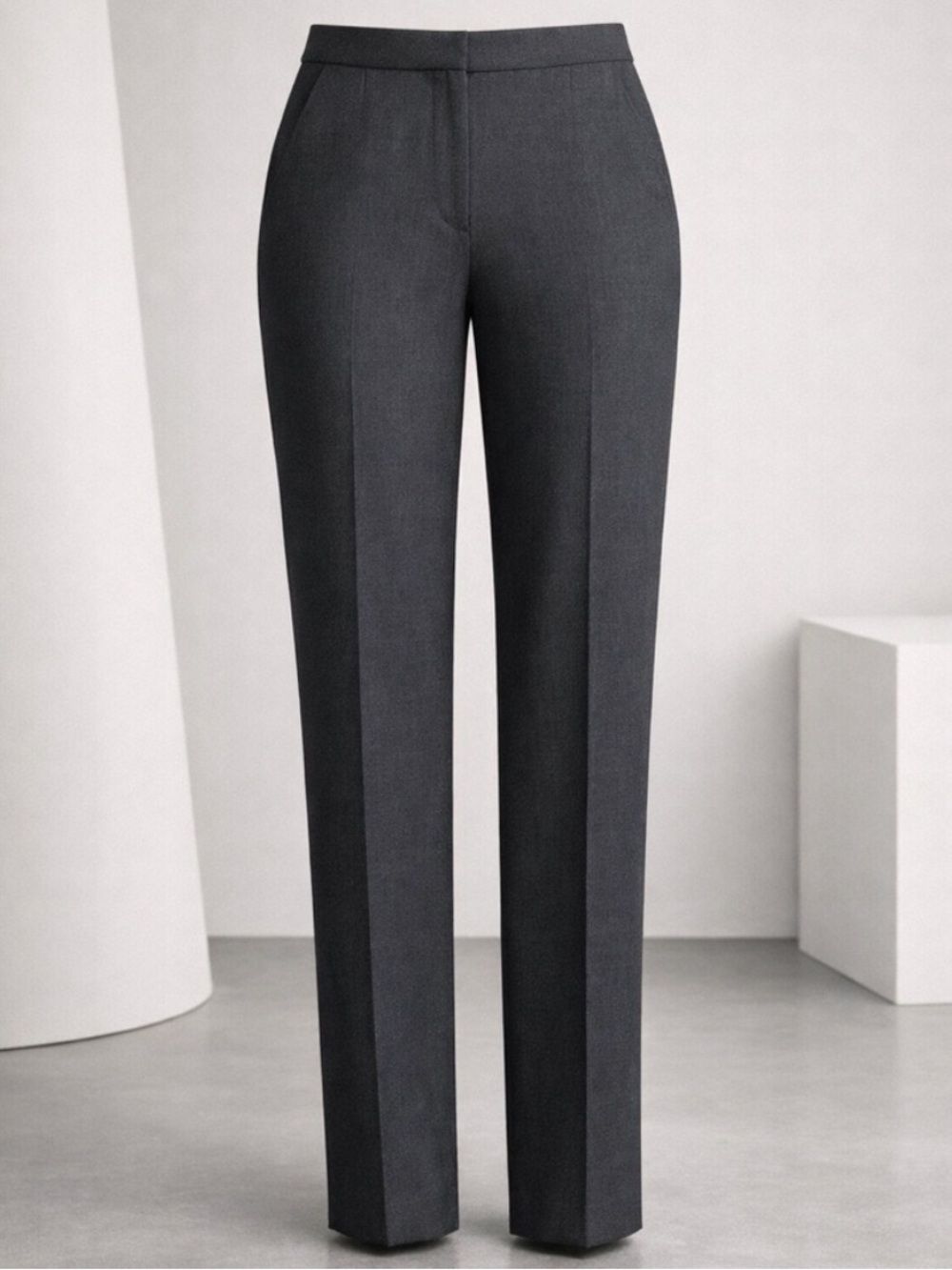 🇮🇹 PIAZZA SEMPIONE Judy Charcoal Wool Trousers Long Inseam